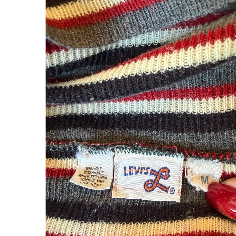 60s/70s Vintage Levi's For Gals Cowl Neck Sweater Womens M‎ Stripped Ribbed Knit